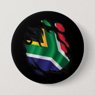 Zuid-Afrika Gescheurde Vlag Ronde Button 7,6 Cm