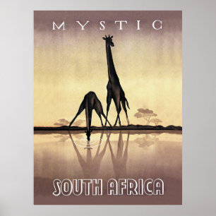 Zuid-Afrika, Giraffe, oud reizen Poster