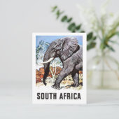 Zuid-Afrika, grote olifant, vintage reisbriefkaart Briefkaart (Staand voorkant)