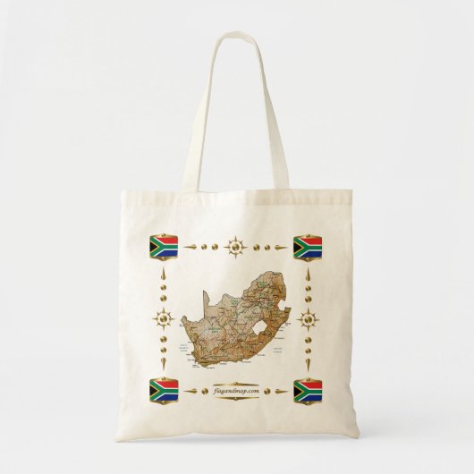 Zuid-Afrika Kaart + Klagzak Tote Bag (Voorkant)
