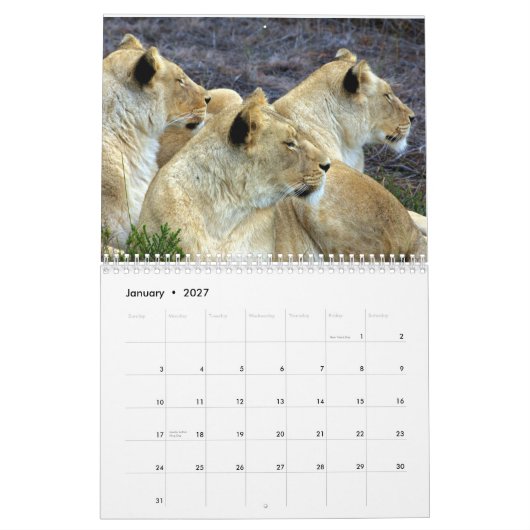 Zuid-Afrika Kalender (Jan 2027)