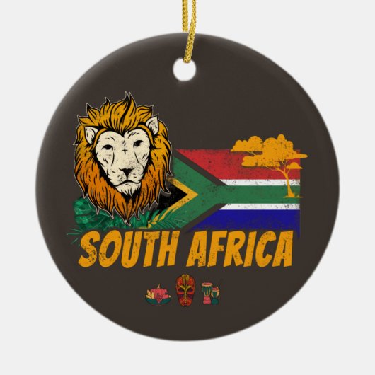 Zuid-Afrika  Leeuwenvlag Safari Souvenir Keramisch Ornament (Voorkant)