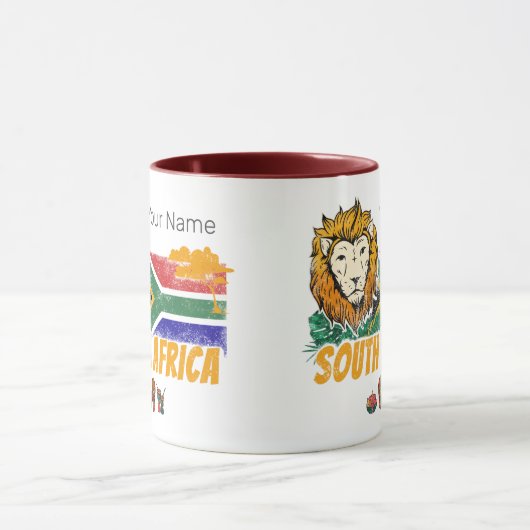 Zuid-Afrika  Leeuwenvlag Safari Souvenir Mok (Midden)