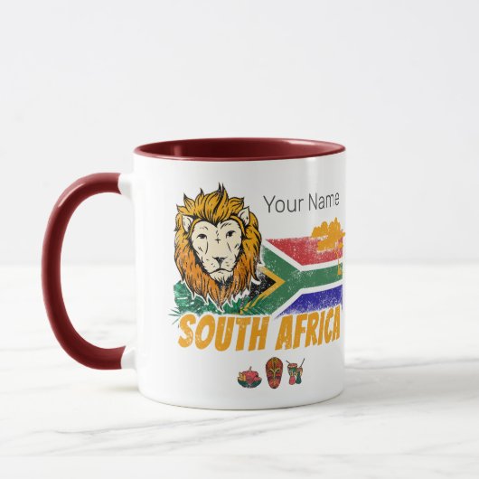 Zuid-Afrika  Leeuwenvlag Safari Souvenir Mok (Links)