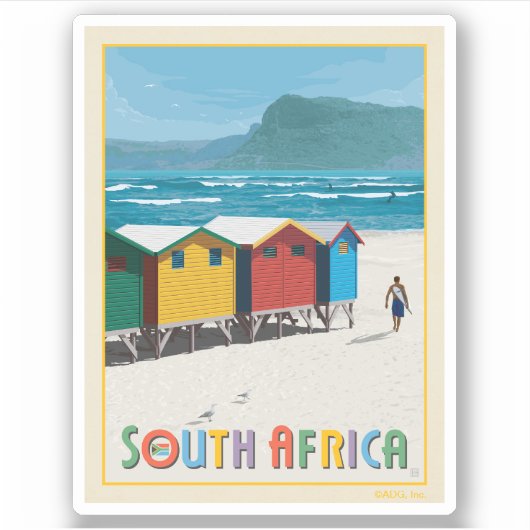Zuid-Afrika | Muizenberg Beach Sticker (Voorkant)