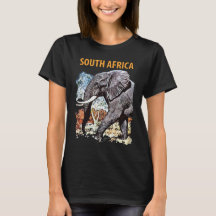 Zuid-Afrika Olifant Reis Retro Zwarte T-shirt