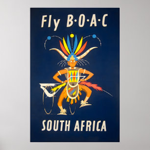 Zuid-Afrika Poster BOAC Reis Kunst Afrikaanse Prin