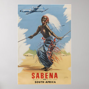 Zuid-Afrika Poster Sabena Reis Print Afrikaans