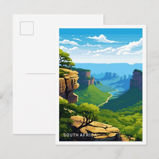 Zuid-Afrika Reizen Illustratie Briefkaart (Voorkant / Achterkant)
