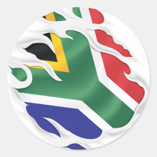 Zuid-Afrika Ripped Flag Classic Round Sticker
