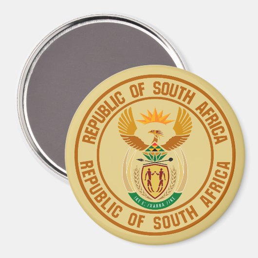 Zuid-Afrika Ronde Embleem Magneet (Voorkant / Achterkant)