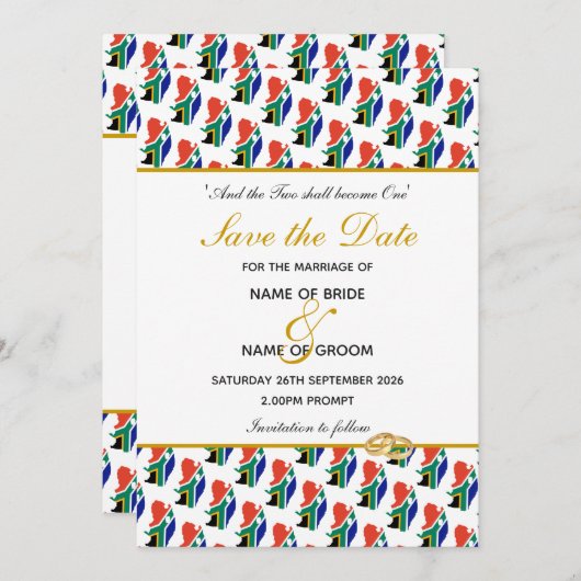 ZUID-AFRIKA Speciale Evenement Trouwfeest Save The Date (Voorkant / Achterkant)