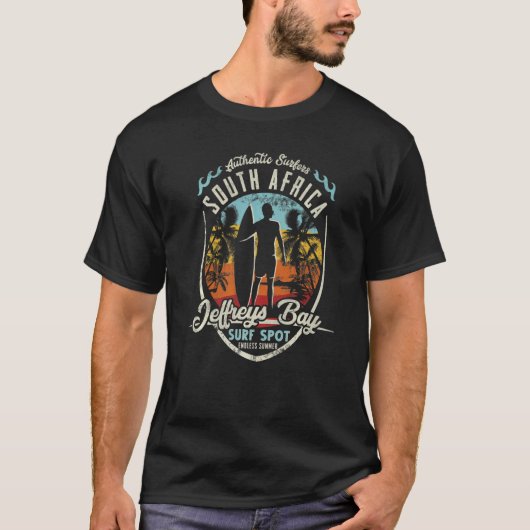 Zuid-Afrika Surfende Retro Surfer Jefferys T-shirt (Voorkant)