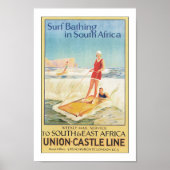 Zuid-Afrika Surfing Travel Poster Print (Voorkant)