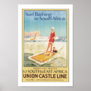  Zuid-Afrika Surfing Travel Poster Print