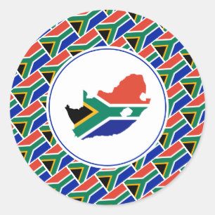 ZUID-AFRIKA VLAG Afrikaanse kaart Stijlvol Patriot Ronde Sticker
