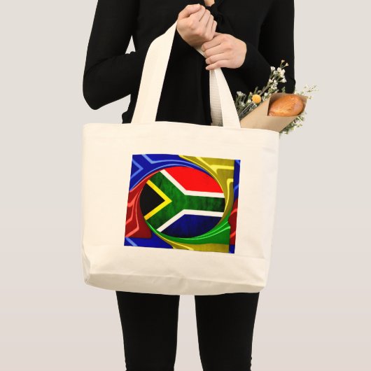 Zuid-Afrika Vlag: Dynamisch Spiraal Motief Grote Tote Bag (Voorkant (product))