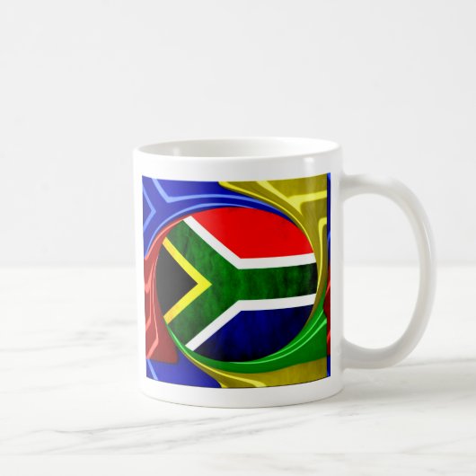 Zuid-Afrika Vlag: Dynamisch Spiraal Motief Koffiemok (Rechts)