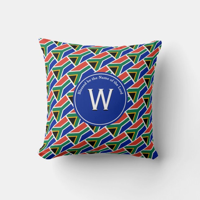 ZUID-AFRIKA-VLAG Gepersonaliseerd Monogram-scripts Kussen (Voorkant)
