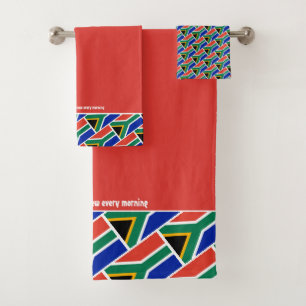 ZUID-AFRIKA VLAG Gepersonaliseerde Schrift ROOD Bad Handdoek