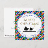 ZUID-AFRIKA-VLAG met drie Mannen Kerstmis Feestdagenkaart (Voorkant / Achterkant)