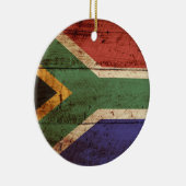Zuid-Afrika Vlag op oude houten graan Keramisch Ornament (Rechts)