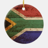 Zuid-Afrika Vlag op oude houten graan Keramisch Ornament (Achterkant)