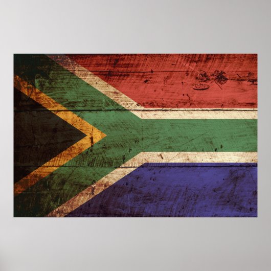 Zuid-Afrika Vlag op oude houten graan Poster (Voorkant)