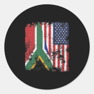 Zuid-Afrika Vlag VS - half Amerikaans Ronde Sticker