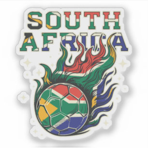 Zuid-Afrika Voetbal Vlammende Bal Retro Voetbal Sticker
