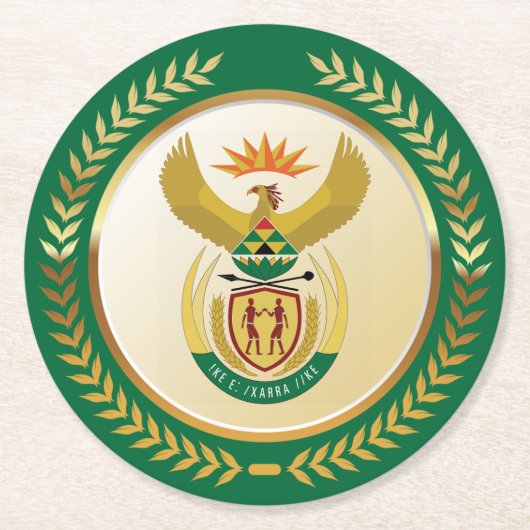 Zuid-Afrika Wapen Ronde Kartonnen Onderzetter (Voorkant)