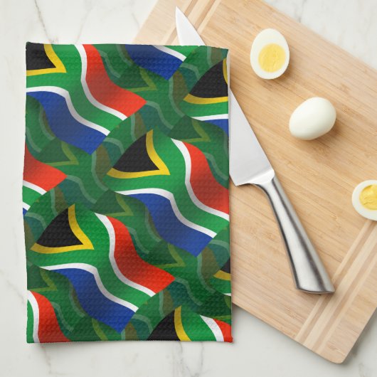 Zuid-Afrika Wavevlag Theedoek (Quarter Fold)