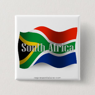 Zuid-Afrika Wavevlag Vierkante Button 5,1 Cm