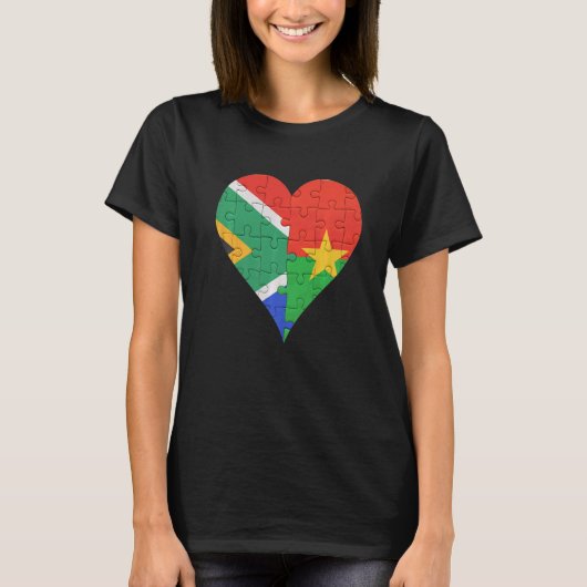 Zuid-Afrikaans Burkinabe Vlag Hart T-shirt (Voorkant)
