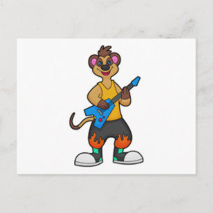 Zuid-Afrikaanse stokstaartje als muzikant met gita Briefkaart