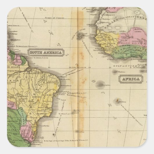 Zuid-Amerika, Afrika Vierkante Sticker (Voorkant)