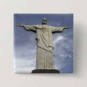 Zuid-Amerika, Brazilië, Rio de Janeiro. Christus Vierkante Button 5,1 Cm