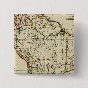 Zuid-Amerika met grenzen Vierkante Button 5,1 Cm