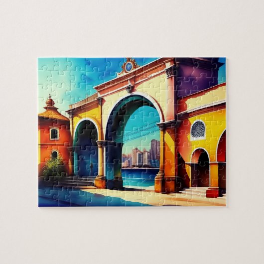 Zuid-Amerika Oude Stad Vintage Legpuzzel (Horizontaal)