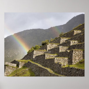 Zuid-Amerika, Peru, Machu Picchu. Regenbogen boven Poster