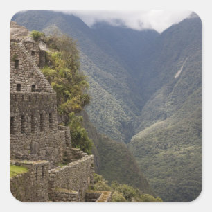 Zuid-Amerika, Peru, Machu Picchu. Stenen ruïnes Vierkante Sticker