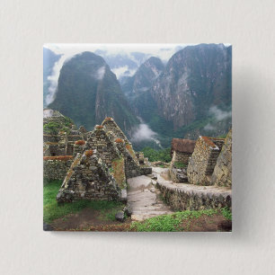 Zuid-Amerika, Peru, Machu Picchu Vierkante Button 5,1 Cm