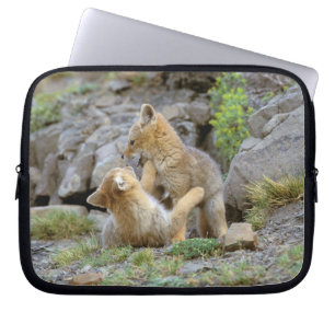 Zuid-Amerikaanse Gray Fox (Lycalopex griseus) paar Laptop Sleeve