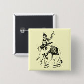 ZUID-ASIAANSE KARTONNEN OP ELEPHANT VIERKANTE BUTTON 5,1 CM (Voorkant /achterkant)