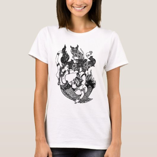 ZUID-ASIAN ART GOD MERMAID T-SHIRT (Voorkant)