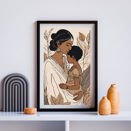 Zuid-Aziatische Moeder & Kind Omhelzing Kunst Poster