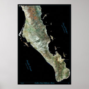 Zuid-Baja California, Mexico satellietposter Poster