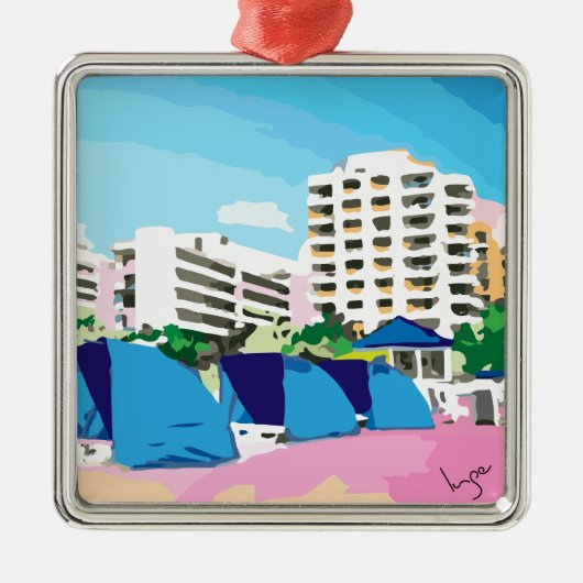 ZUID-BEACH, MIAMI, FLORIDA METALEN ORNAMENT (Voorkant)