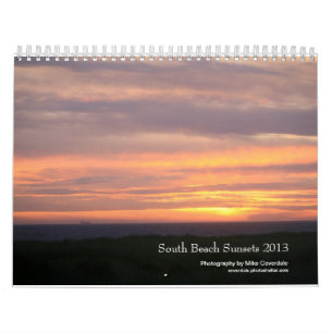 Zuid-Beach Zonsondergangen met rooster van eveneme Kalender
