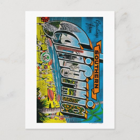 Zuid-Californië - grote letterscènes Briefkaart (Voorkant)